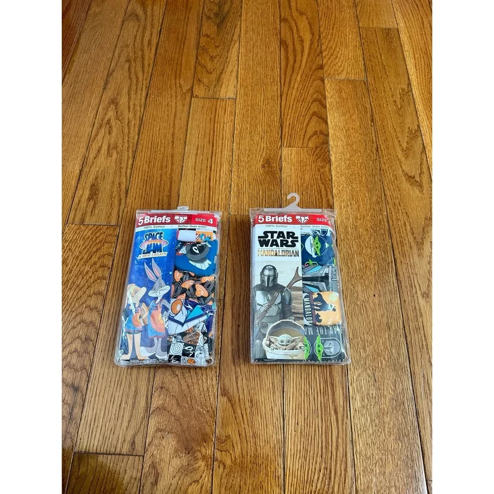New‎ bundle 2 Boy's Star Wars The Mandalorian Briefs/Underwear & space jam sz 4